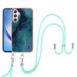 For Samsung Galaxy A24 Electroplating Marble Dual-side IMD Phone Case with Lanyard(Green 017)
