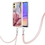 For Samsung Galaxy A05 Electroplating Marble Dual-side IMD Phone Case with Lanyard(Rose Red 014)