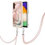 For Samsung Galaxy A55 Electroplating Marble Dual-side IMD Phone Case with Lanyard(Rose Gold 015)