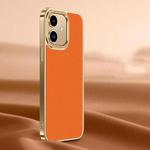 For iPhone 12 Litchi Texture Genuine Leather Phone Case(Orange)
