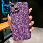 For iPhone 14 Precise Hole Camouflage Pattern PC Phone Case(Fragmented Purple)
