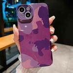 For iPhone 13 mini Precise Hole Camouflage Pattern PC Phone Case(Dark Purple)