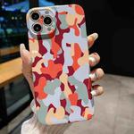 For iPhone 13 Pro Precise Hole Camouflage Pattern PC Phone Case(Orange Grey)