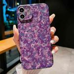 For iPhone 12 mini Precise Hole Camouflage Pattern PC Phone Case(Fragmented Purple)