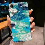 For iPhone XR Precise Hole Camouflage Pattern PC Phone Case(Blue Green)