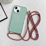 For iPhone 14 Plus Thicken Colorful TPU Phone Case with Braided Lanyard(Green)