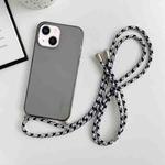 For iPhone 14 Plus Thicken Colorful TPU Phone Case with Braided Lanyard(Black)