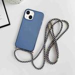 For iPhone 14 Thicken Colorful TPU Phone Case with Braided Lanyard(Dark Blue)