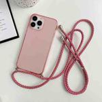 For iPhone 14 Pro Thicken Colorful TPU Phone Case with Braided Lanyard(Pink)