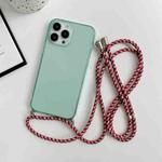 For iPhone 14 Pro Max Thicken Colorful TPU Phone Case with Braided Lanyard(Green)