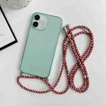 For iPhone 12 Thicken Colorful TPU Phone Case with Braided Lanyard(Green)