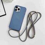 For iPhone 12 Pro Max Thicken Colorful TPU Phone Case with Braided Lanyard(Dark Blue)