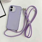 For iPhone 12 mini Thicken Colorful TPU Phone Case with Braided Lanyard(Purple)