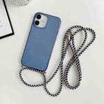 For iPhone 12 mini Thicken Colorful TPU Phone Case with Braided Lanyard(Dark Blue)