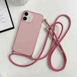 For iPhone 12 mini Thicken Colorful TPU Phone Case with Braided Lanyard(Pink)