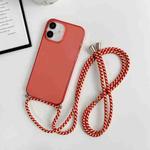 For iPhone 12 mini Thicken Colorful TPU Phone Case with Braided Lanyard(Red)