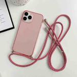 For iPhone 11 Pro Thicken Colorful TPU Phone Case with Braided Lanyard(Pink)