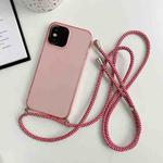For iPhone X / XS Thicken Colorful TPU Phone Case with Braided Lanyard(Pink)