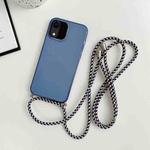 For iPhone XS Max Thicken Colorful TPU Phone Case with Braided Lanyard(Dark Blue)