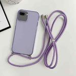 For iPhone 8 Plus / 7 Plus Thicken Colorful TPU Phone Case with Braided Lanyard(Purple)