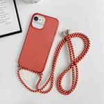 For iPhone 6 / 6s Thicken Colorful TPU Phone Case with Braided Lanyard(Red)