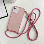 For iPhone 6 Plus / 6s Plus Thicken Colorful TPU Phone Case with Braided Lanyard(Pink)