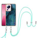 For Xiaomi 13 Lite 5G Electroplating Marble Dual-side IMD Phone Case with Lanyard(Green 017)