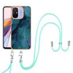 For Xiaomi Redmi 12C / 11A 4G Global Electroplating Marble Dual-side IMD Phone Case with Lanyard(Green 017)