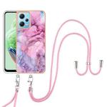For Xiaomi Redmi Note 12 5G Global Electroplating Marble Dual-side IMD Phone Case with Lanyard(Pink 013)