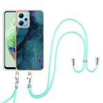 For Xiaomi Redmi Note 12 5G Global Electroplating Marble Dual-side IMD Phone Case with Lanyard(Green 017)