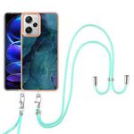 For Xiaomi Redmi Note 12 Pro+ Electroplating Marble Dual-side IMD Phone Case with Lanyard(Green 017)