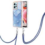 For Xiaomi Redmi Note 12 4G Global Electroplating Marble Dual-side IMD Phone Case with Lanyard(Blue 018)