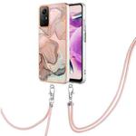 For Xiaomi Redmi Note 12S 4G Electroplating Marble Dual-side IMD Phone Case with Lanyard(Rose Gold 015)