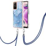 For Xiaomi Redmi Note 12S 4G Electroplating Marble Dual-side IMD Phone Case with Lanyard(Blue 018)