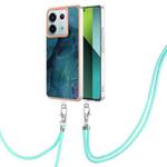 For Xiaomi Redmi Note 13 Pro 5G Global Electroplating Marble Dual-side IMD Phone Case with Lanyard(Green 017)