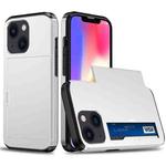 For iPhone 15 Plus Shockproof Armor Phone Case with Slide Card Slot(White)