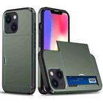 For iPhone 15 Shockproof Armor Phone Case with Slide Card Slot(Army Green)