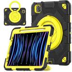 For iPad Pro 11 2022 / 2021 / 2020 Spider Rotation Handle Silicone Hybrid PC Tablet Case(Black Yellow)