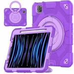 For iPad Pro 11 2022 / 2021 / 2020 Spider Rotation Handle Silicone Hybrid PC Tablet Case(Purple)