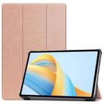For Honor Pad V8 3-Fold Custer Texture Leather Tablet Case(Rose Gold)