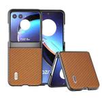 For Motorola Razr 40 Ultra ABEEL Carbon Fiber Texture Protective Phone Case(Light Brown)