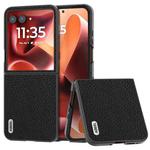 For Motorola Razr 60 Ultra ABEEL Genuine Leather Litchi Texture Phone Case(Black)