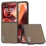 For Motorola Razr 60 Ultra ABEEL Genuine Leather Litchi Texture Phone Case(Grey)