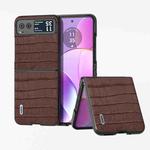 For Motorola Razr 40 ABEEL Crocodile Texture Genuine Leather Phone Case(Brown)