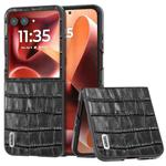 For Motorola Razr 60 Ultra ABEEL Crocodile Texture Genuine Leather Phone Case(Black)