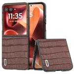 For Motorola Razr 60 Ultra ABEEL Crocodile Texture Genuine Leather Phone Case(Brown)