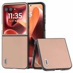 For Motorola Razr 60 Ultra ABEEL Genuine Leather + PC Litchi Texture Phone Case(Pink Gold)