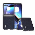 For Motorola Razr 40 Ultra ABEEL Cross Texture Genuine Leather Phone Case(Blue)