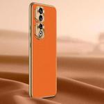 For Honor 90 Pro Litchi Texture Genuine Leather Phone Case(Orange)