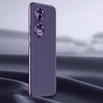 For Honor 90 Litchi Texture Genuine Leather Phone Case(Purple)